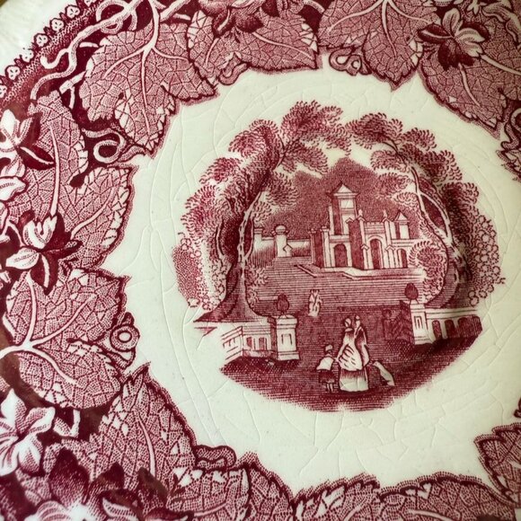 Set Of 3 Vintage Masons Vista Red Ironstone Tea Cups & Saucers Made In England - Picture 4 of 10